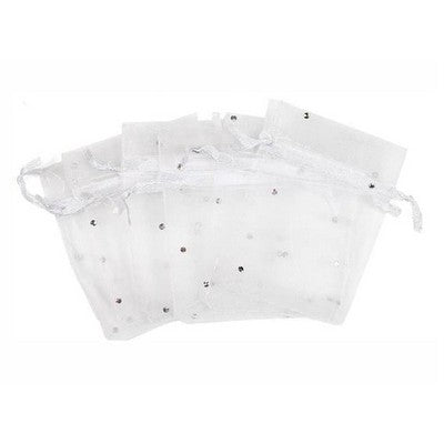 Organza bag 17/23cm(6.69/9.06in) white color with dots 10pcs