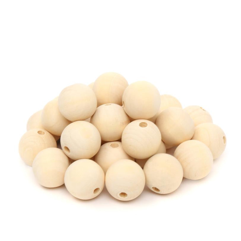 Natural wood beads 3cm(1.18in), hole diameter 5 mm(0.2in)