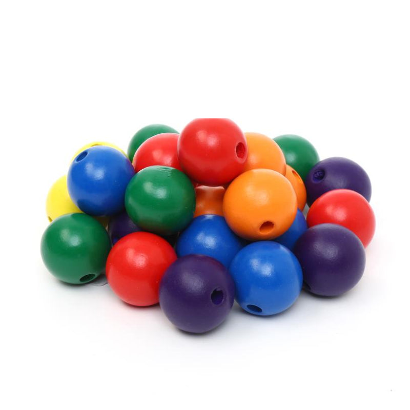 Round wooden beads 3 cm(1.18in) colorful 25 pcs/bag