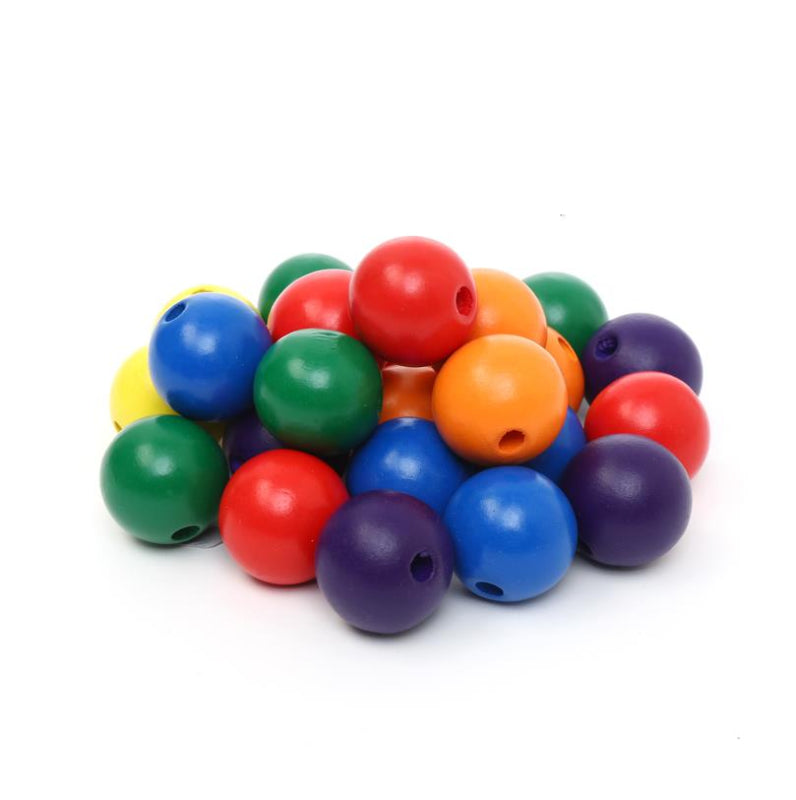 45 pcs colored wood beads 2.5cm(0.98in), hole diameter 5 mm(0.2in)