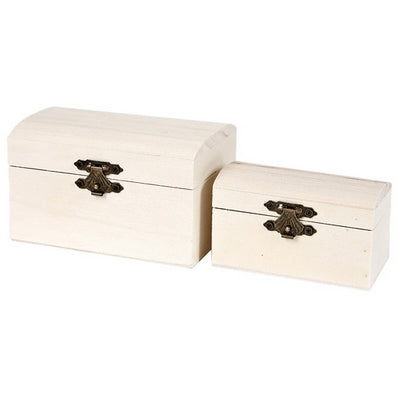 White color Rectangle shape with Arched cover and france hook lock Wood box set of 2pcs, HYC14003 size L 7.5/11/7cm(2.95/4.33/2.76in), size S 5/9/6 cm (1.97/3.54/2.36in)