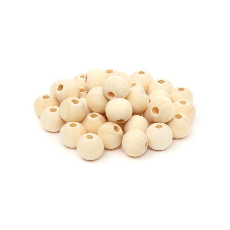 45 pcs natural wood beads 2.5cm(0.98in), hole diameter 5 mm(0.2in)