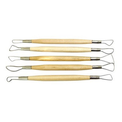 Set of 5 pcs wooden handle and metal head molding tools