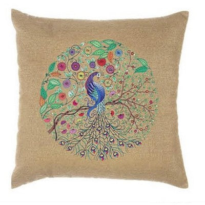Colorful pillowcase painting with peacock 45/45cm (17.72/17.72in)