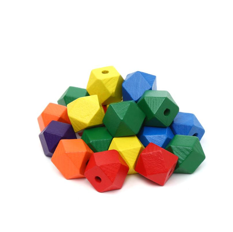 14 pcs colourful polygons wooden beads 2cm(0.79in)