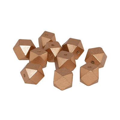 Gold color Polygons wooden beads 2cm(0.79in) 10pcs