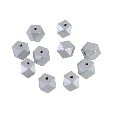 Polygons wooden beads 1.5cm(0.59in) silver 16 pcs