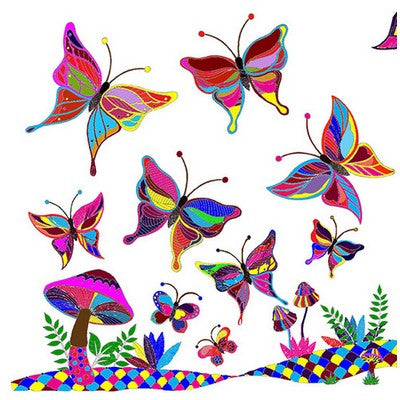 White pillowcase painting with colorful butterfly 45/45cm (17.72/17.72in)