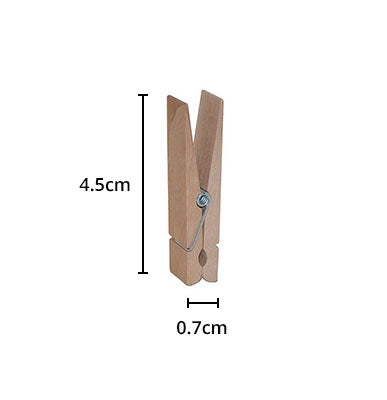 Natural wood clips 4.5/0.7 cm(1.77/0.28in)