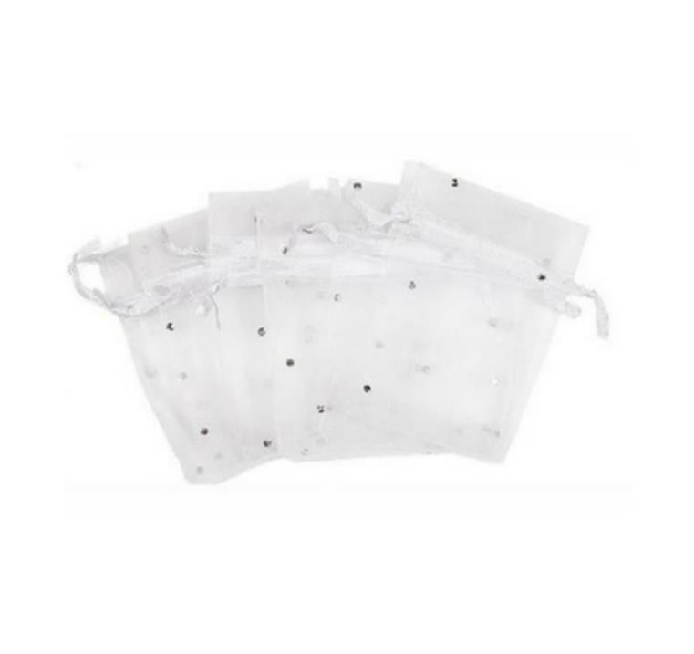 Organza bag 10/12cm(3.94/4.72in) white color with dots 10pcs
