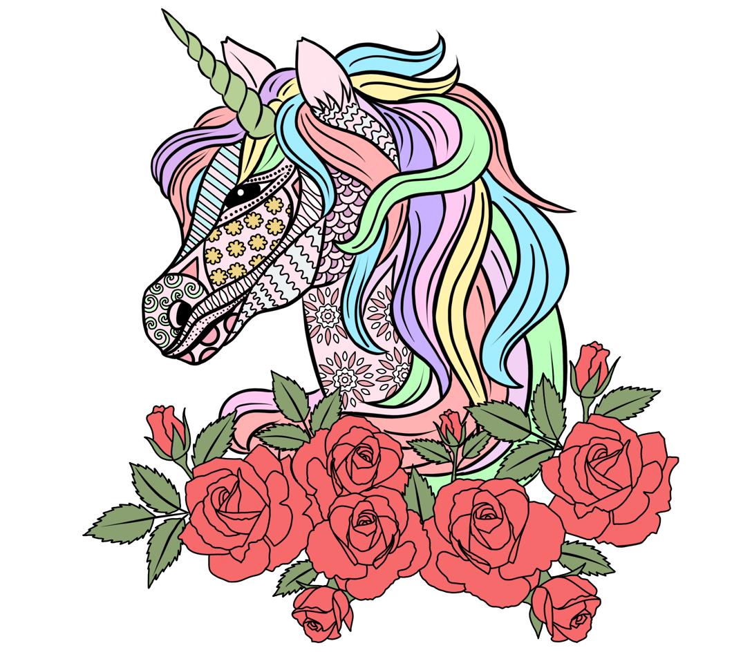 Pillowcase painting with unicorn 45/45cm (17.72/17.72in)