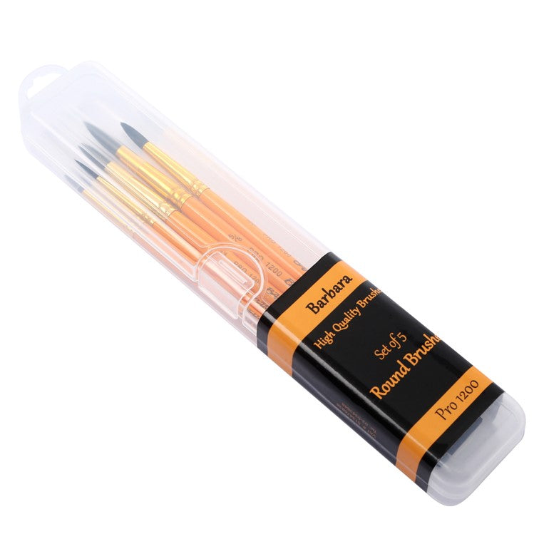 Set of 5 round brushes black/yellow handle