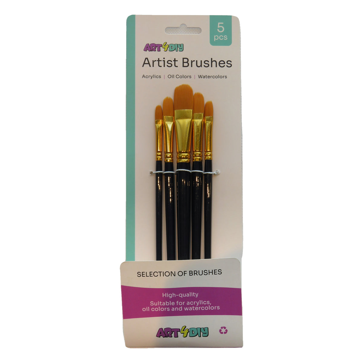 ART4DIY Artist Brushes 5 pcs - Dark Blue Handle, Filbert Tip (HB075C)