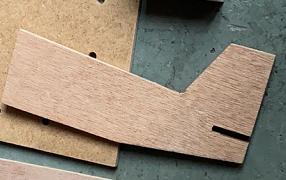 High quality playwood 6 mm(0.24in), the slot in the end is 4 mm(0.16in) the front of this part need to go intside the next part