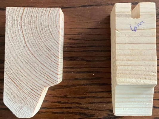 Pine wood block with a slot of  6mm(0.24in) (shape same as sample)