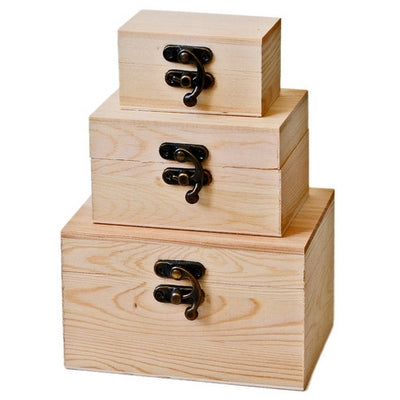 Set of 3 wooden boxes: 15/9.5/6.5cm(5.91/3.74/2.56in); 12.5/7.5/5cm(4.92/2.95/1.97in); 10/5.5/3.5cm(3.94/2.17/1.38in)