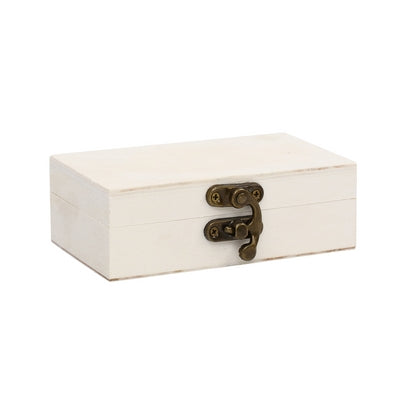 White color Rectangle shape plywood box  with France hook lock 12/7/4.2cm(4.72/2.76/1.65in) thickness 0.6cm(0.24in)