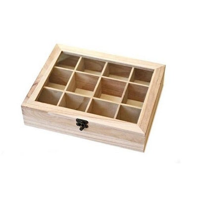 Puwlina box 12 cells with glass 24/30/7cm(9.45/11.81/2.76in)