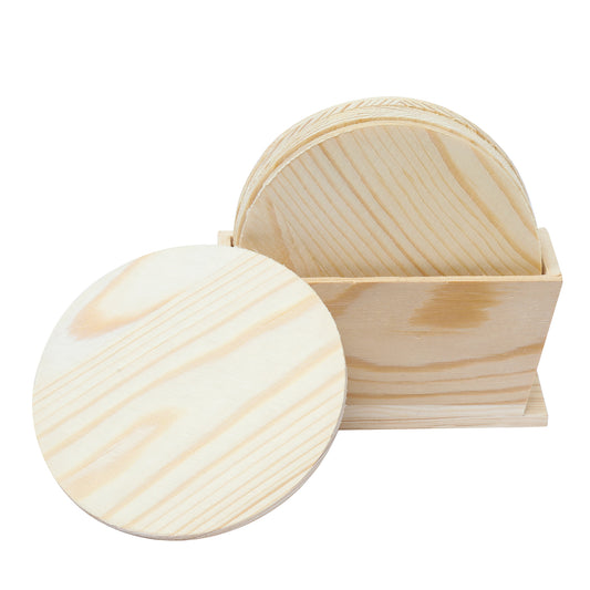 Set of 6 round for cups pine wood, round D 10 cm(3.94in), thickness 4 mm (0.16in)