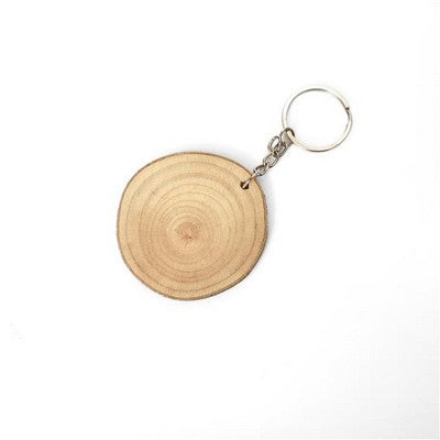 Keychain with wood slice Dia.4-6 cm(1.57 - 2.36in)