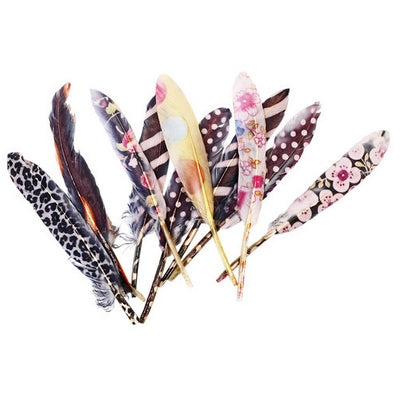 Feather with printing ,24pcs/bag 13cm(5.12in)