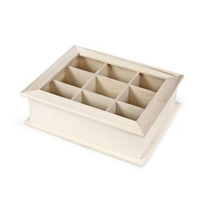 Wood box with cells and PVC glass cover 24/19.5/22cm(9.45/7.68/8.66in)