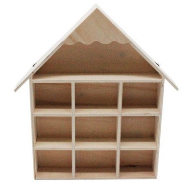Wooden house with 9 cells 21/24/3.5cm(8.27/9.45/1.38in)