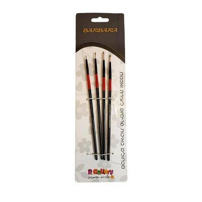 Set of 4 liners, red and black handle, plastic pipe cover on the brushes, use black color card with barbara logo