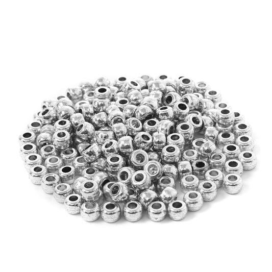 Silver barrel beads 6/9 mm(0.24/0.35in)