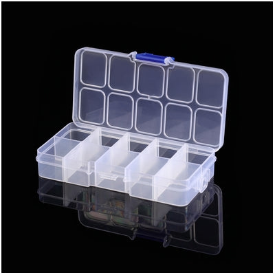 Plastic box for beads 10 cells 13/6.5/2.3 cm(5.12/2.56/0.91in)