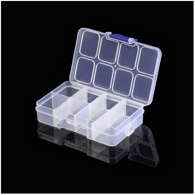 Plastic box for beads 8 cells 10.5/6.6/2.5 cm (4.13/2.6/0.98in)