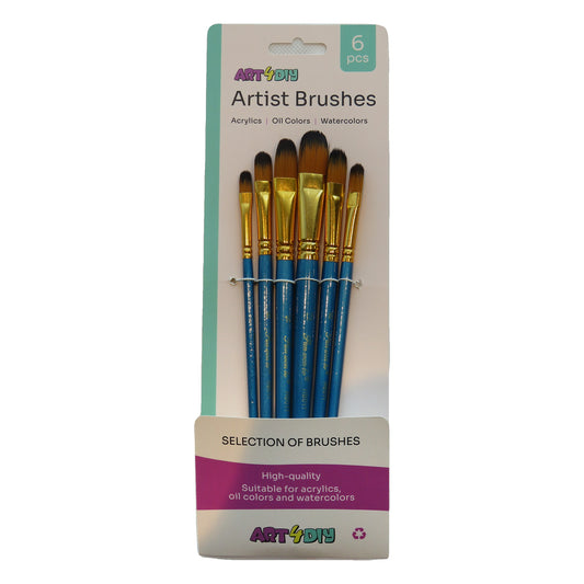 ART4DIY Artist Brushes 6 pcs - Pearl Blue Handle, Filbert Tip (HB011C)