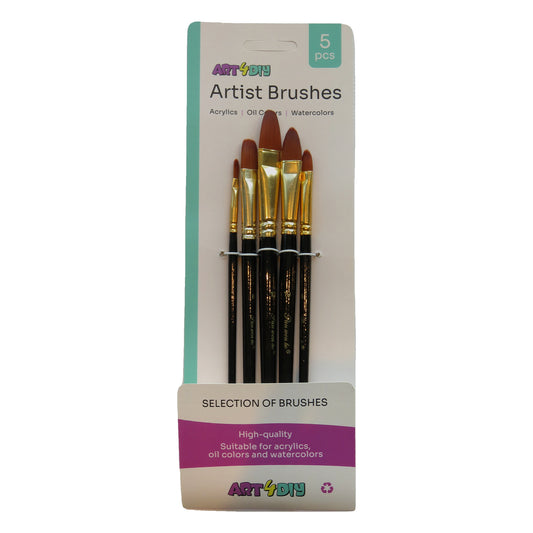 ART4DIY Artist Brushes 5 pcs - Black Handle, Filbert Tip (HB028C)
