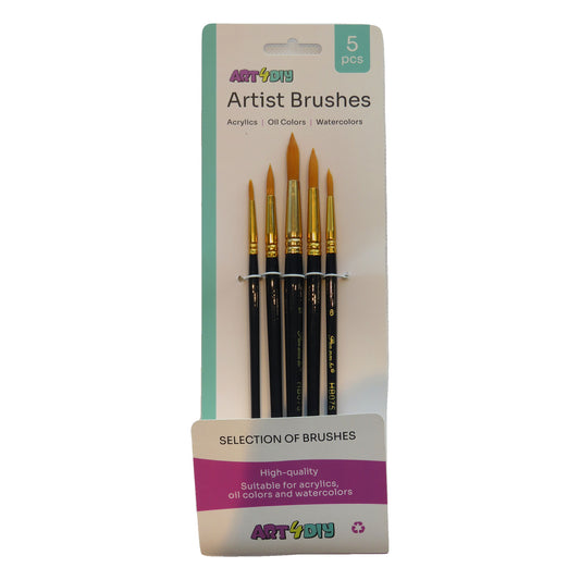 ART4DIY Artist Brushes 5 pcs - Dark Blue Handle, Pointed Tip (HB075B)