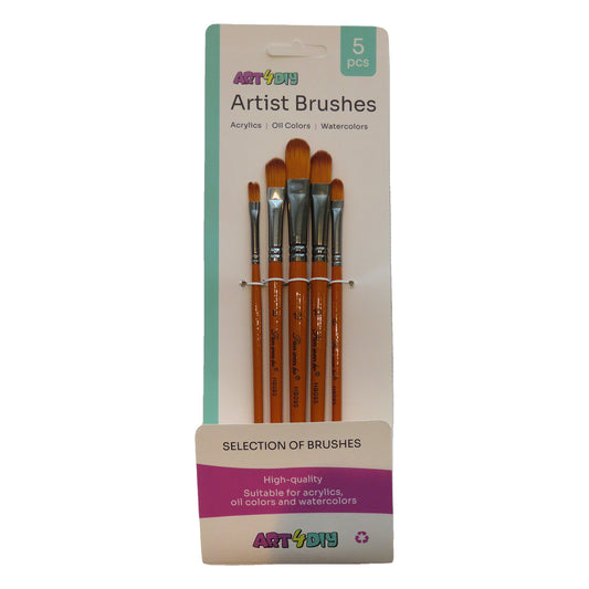 ART4DIY Artist Brushes 5 pcs - Orange Handle, Filbert Tip (HB095C)